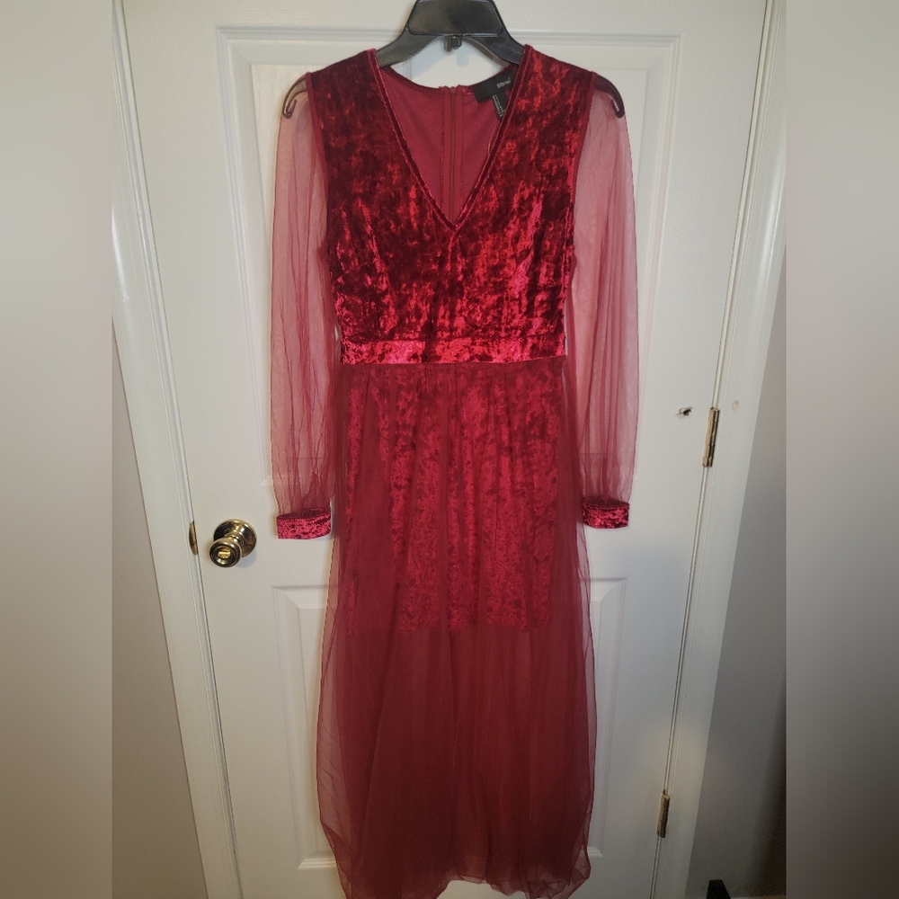SBetro S Elegant Red Velvet Dress